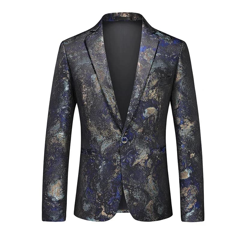 2025 New Blue Men's Suit Jacket, V Collar Single Button Dress Coat, Wedding Party Male Blazers, Red Black Available Asian Size