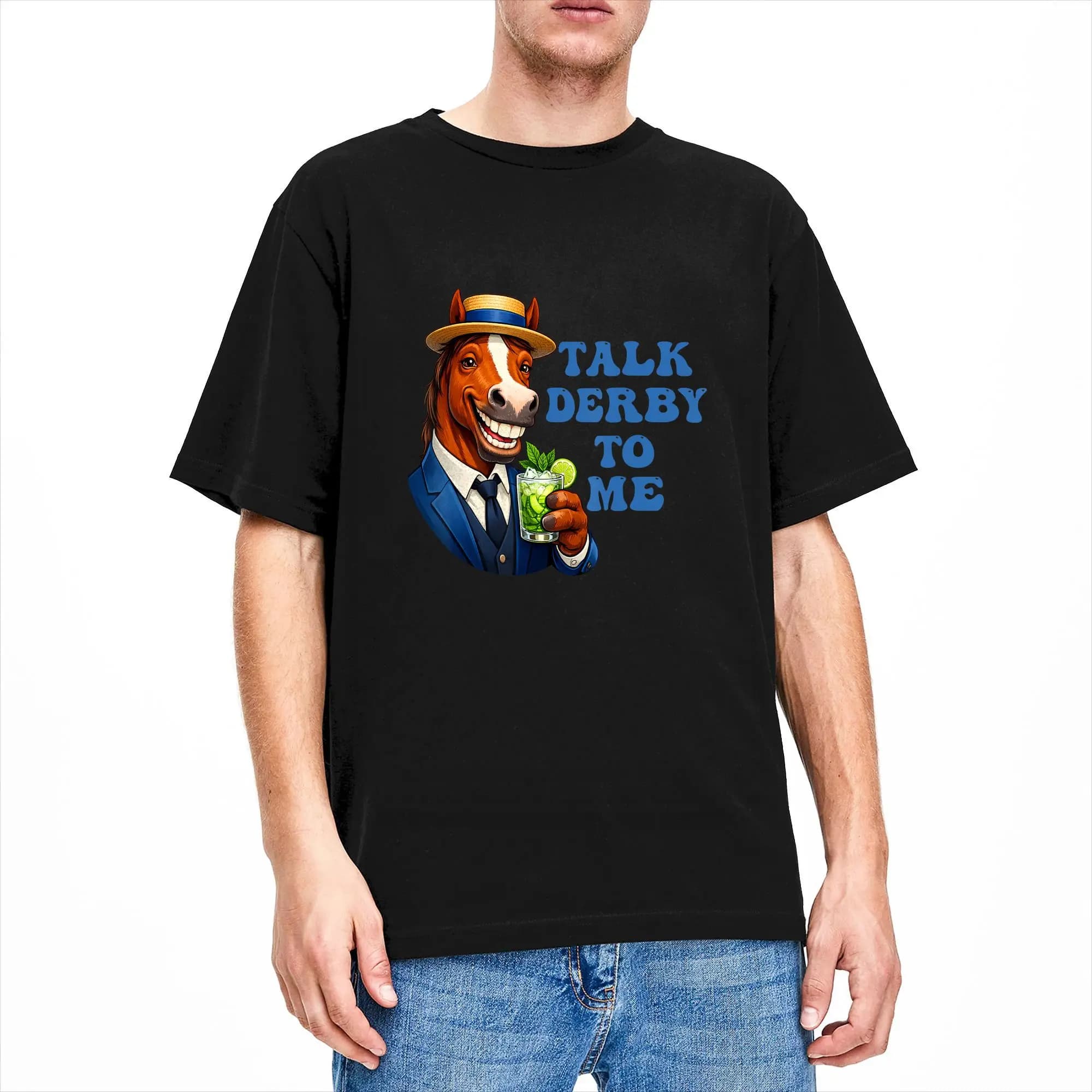 Men's Talk Derby to Me Funny Horse Racing Derby Day 152 Years T Shirts Cotton Tops Vintage O Neck Tee Shirt Gift Idea T-Shirts