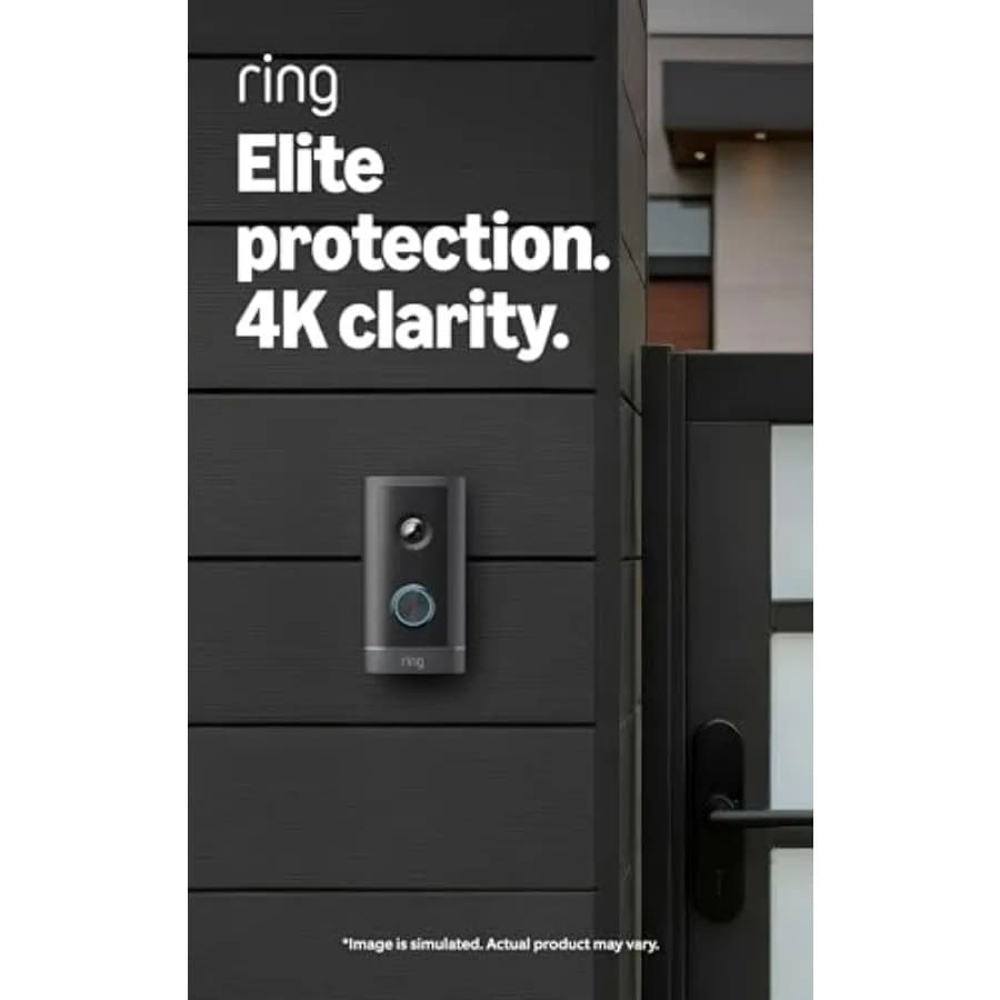 Wired doorbell for home security, metal housing, black, Power over Ethernet, 4K video, remote gate access, 10x zoom, low-light