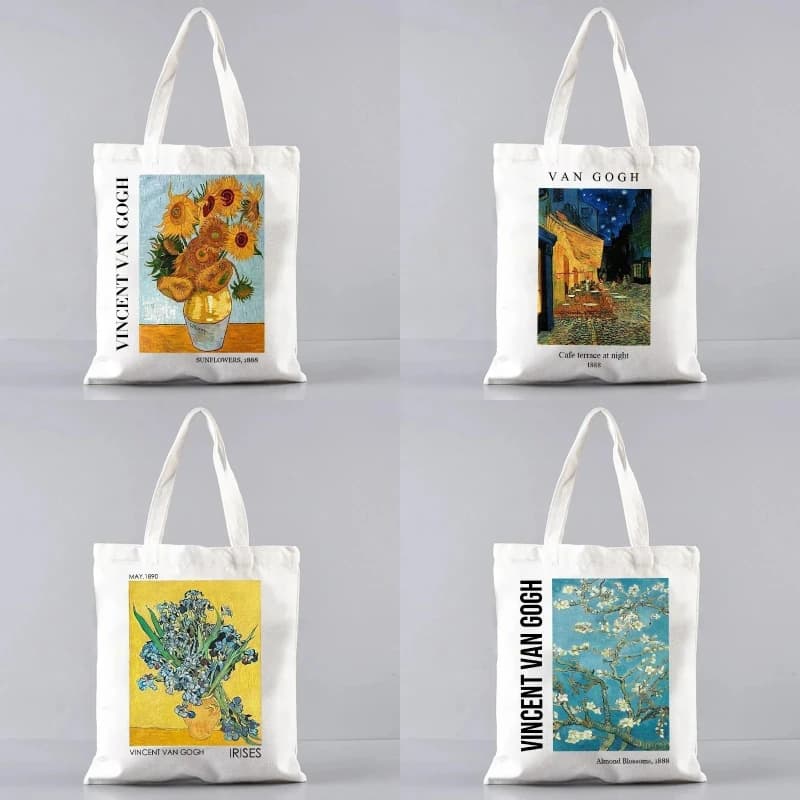 Vincent Van Gogh Borsa tote Capacious Borsa a tracolla portatile casual Borsa per la spesa leggera Borsa in tela riutilizzabile Regalo per ragazze