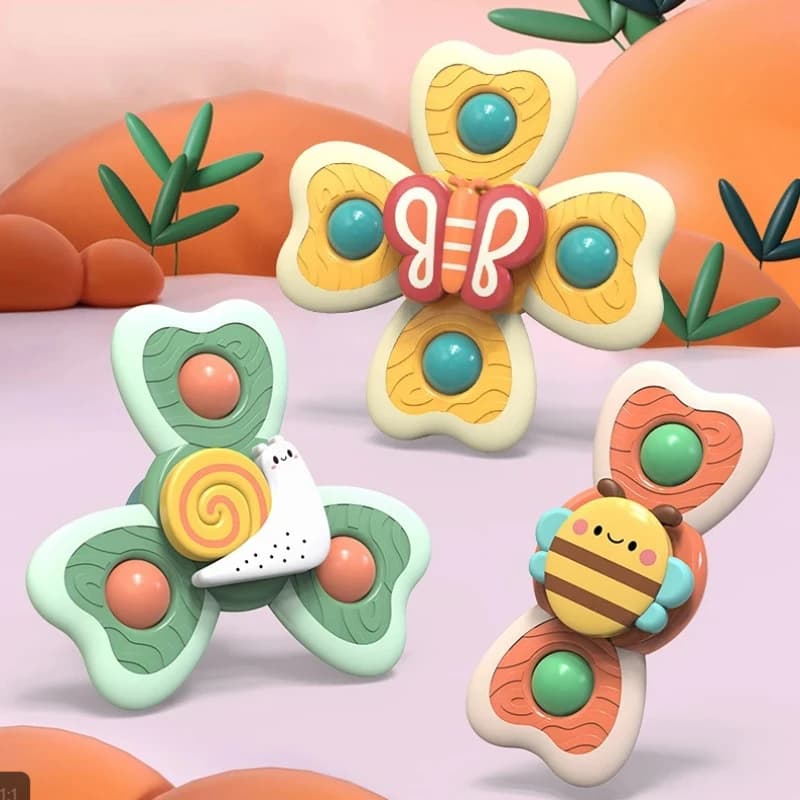 1PC Cartoon Animal Spinning Toy, ABS Suction Cup Rotating Fidget Spinner Top, Sensory Stress Relief Toy for All Ages