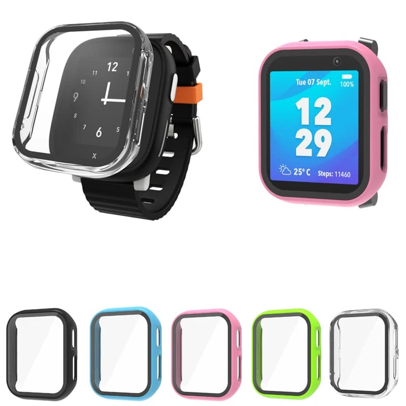 Custodia protettiva per pellicola protettiva in vetro a schermo intero con bordo rigido per Xplora X6 Play Child Smart Watch Accessori per coperture protettive