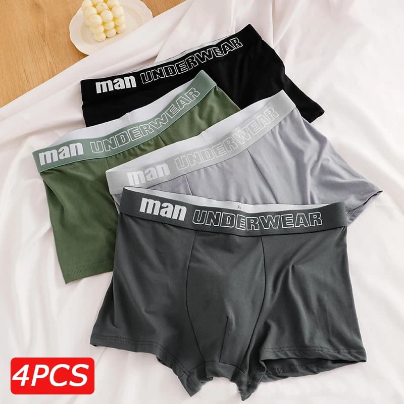 4 pezzi/intimo da uomo cavallo interno da uomo antibatterico confortevole traspirante intimo a vita media boxer da uomo