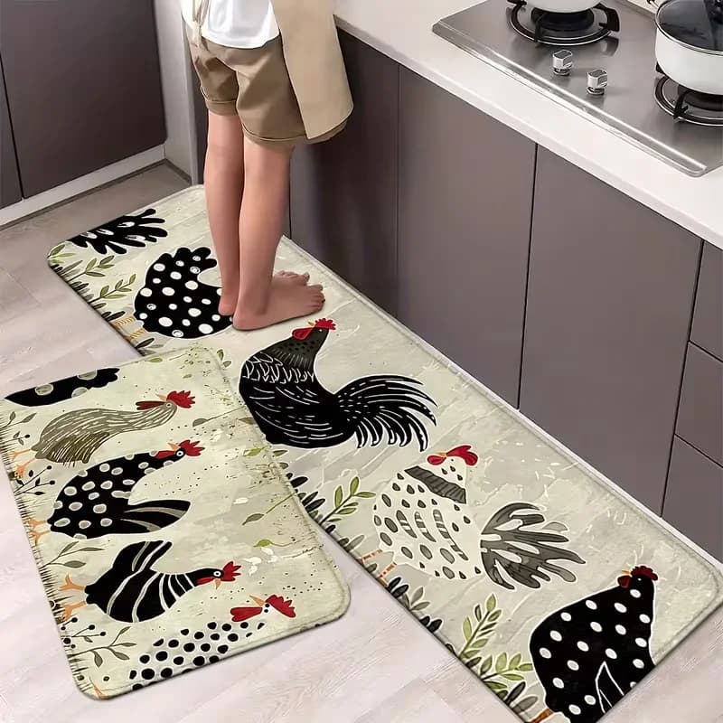 Tappetini da cucina con cartoni animati di pollo Tappeti antiscivolo lavabili in lavatrice per la casa, lavello, tappetini per lavanderia per decorazioni primaverili