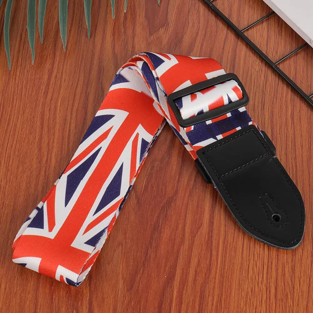 2Pcs Delicate Guitar Strap Widened Uk Flag Print Non-Deformable Craftsmanship Washable Arm Relief Ukulele Shoulder Belt