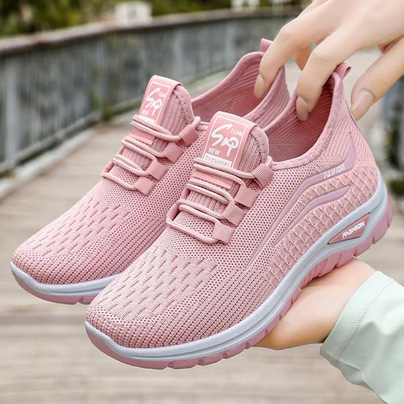 Autunno Donna Scarpe Casual Traspirante Walking Mesh Lace Up Scarpe Basse Sneakers Donna Tenis Feminino Rosa Zapatillas De Mujer