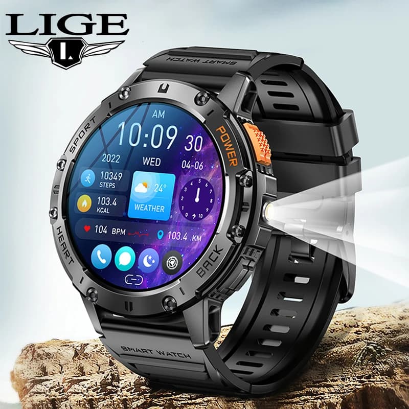 LIGE Outdoor Smartwatch Man 1.43 "AMOLED HD Screen 530mAh Battery Sport Fitness Tracker Call Bluetooth LED Lighting Smart Watch