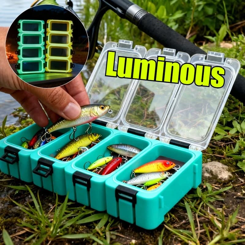 Bait Box Luminous Fishing Tackle Storage Box Hook Bait Storage Luminous Small Portable Fishing Gear Box Waterproof Fishing Rool
