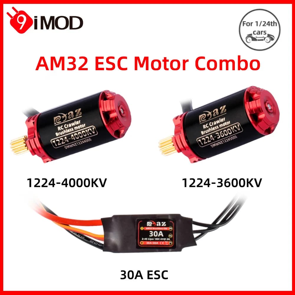 9IMOD Motore ESC Brushless Combo AM32 30A ESC 1224 Motore 4000/5000KV Outrunner Motore Per RC 1/24 Crawler Auto Axial SCX24