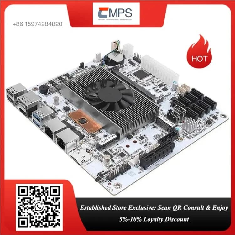NAS Motherboard 8-Bay with i5-8265U ES, 8 SATA, Dual M.2, DDR4 for Home Office Storage