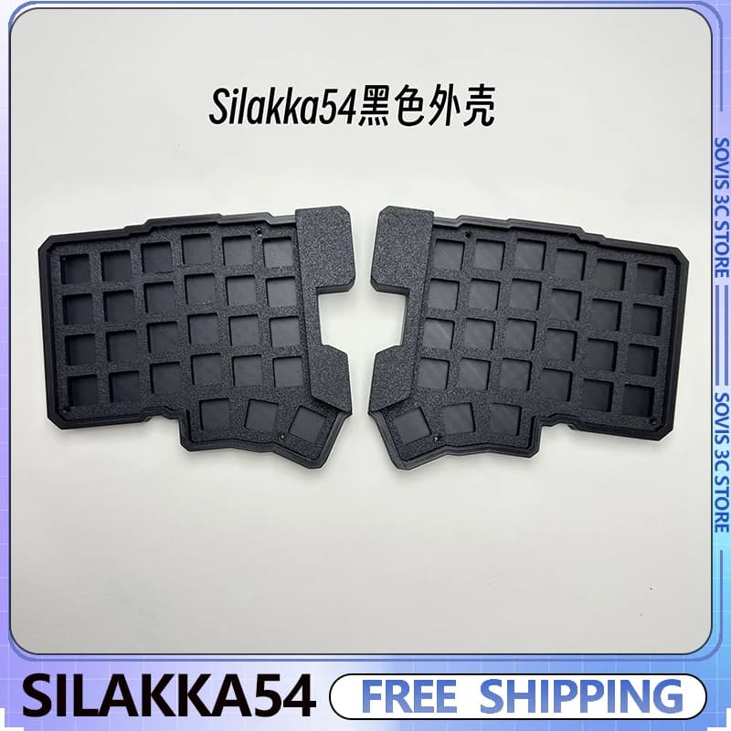 Silakka54 keyboard case with ergonomic gaming keyboard, custom shell with 3D printing in PLA, keyboard kit for programmers, gift
