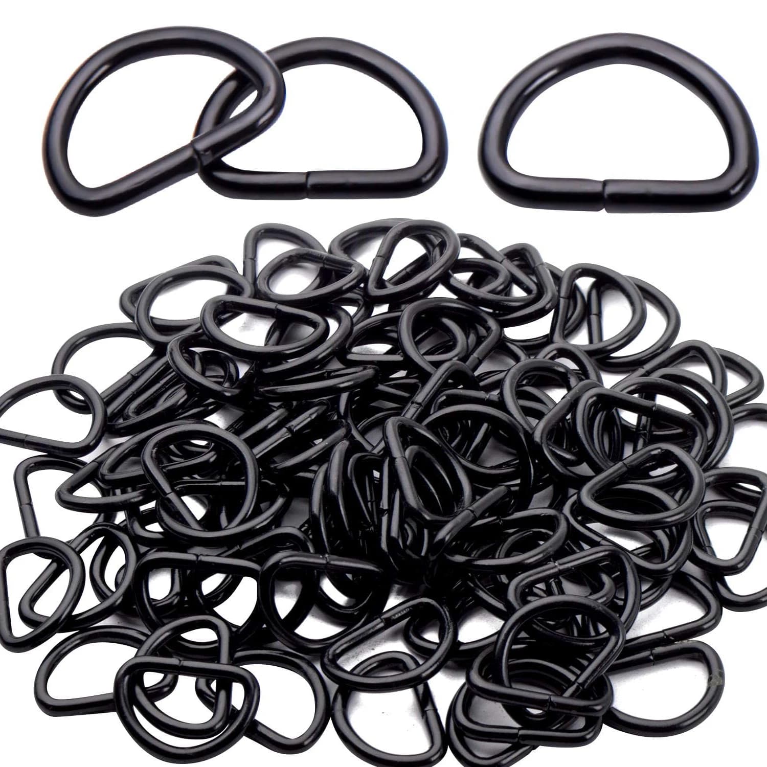 100 Pieces D Rings in Metal Not Welded by 1/2 Inches, Black, for Bags, Clothing and Accessories Fai-da- ♪