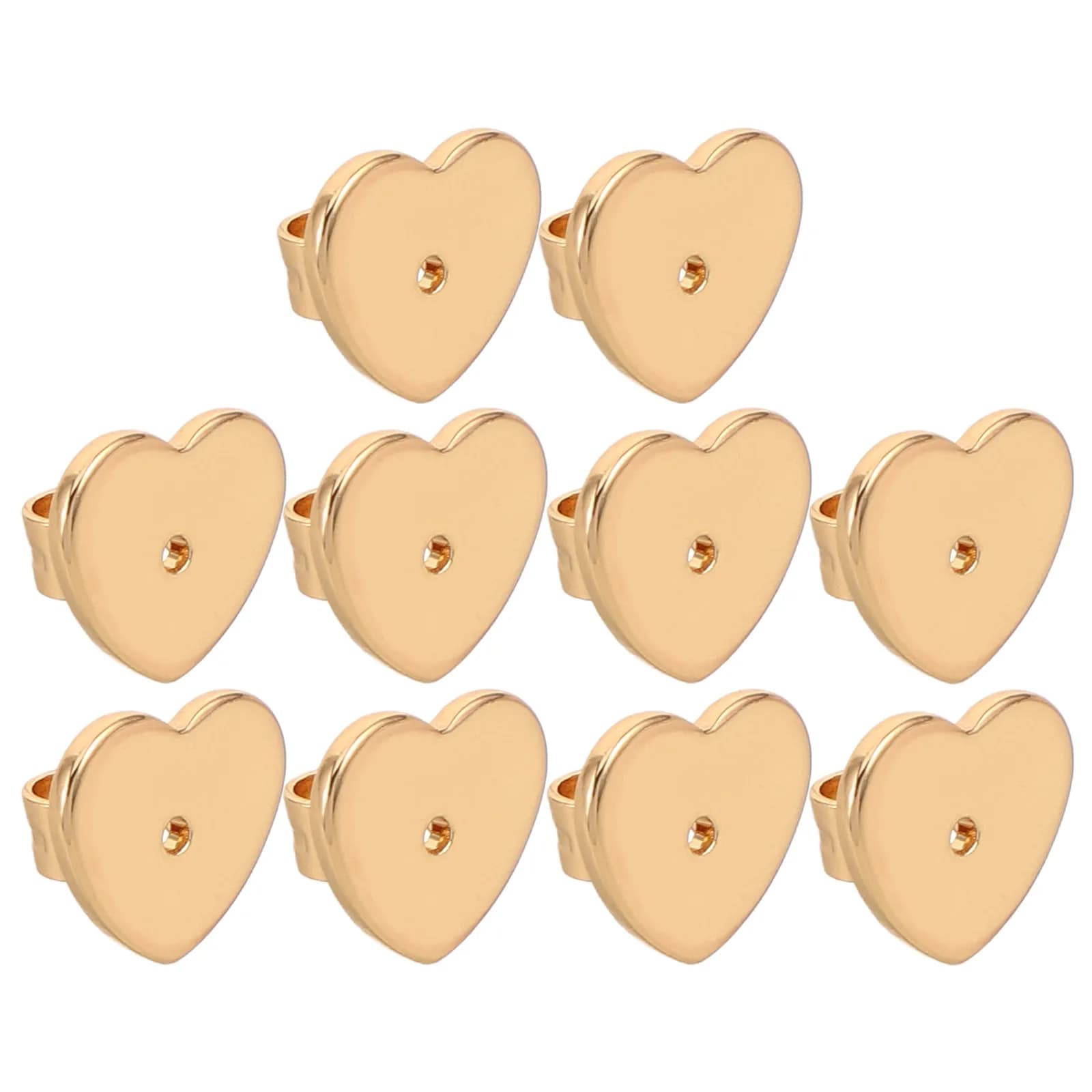 10Pcs Heart Shaped Alloy Earring Lifters for Droopy Ears Heavy Studs Support Secure Earring Backs Replacement Hypoallergenic