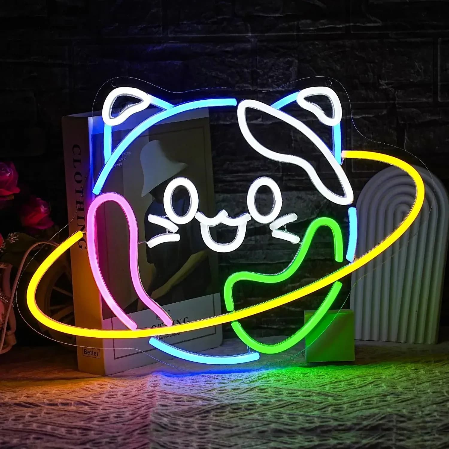 Sneaky Cat Teaches Neon Light Neon knife Lovely LED Teaches neon Cat Cat House Store Restaurant Home Kitchen Decoration