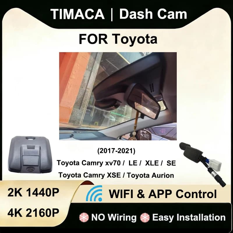 Per Toyota Camry XV70 V70 70, per Toyota Camry SE XSE LE XLE, per Toyota Aurion: Dash Cam 2K 4K WiFi Plug and Play, Registratore Video
