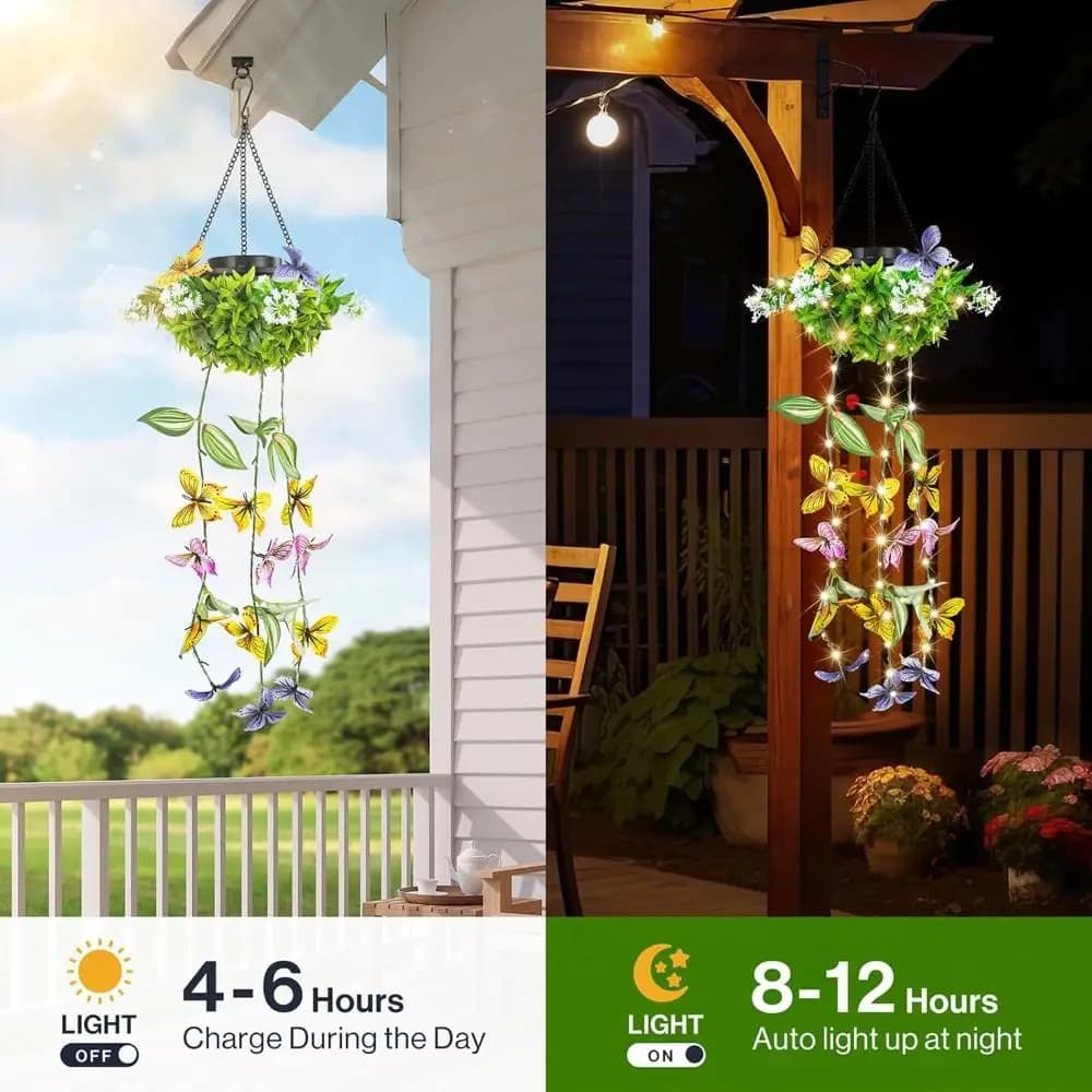 Solar Butterfly Shape Lamp Waterproof, Butterfly Decoration, Solar Vine Shape Lamp, Artificial Plant Vine Style
