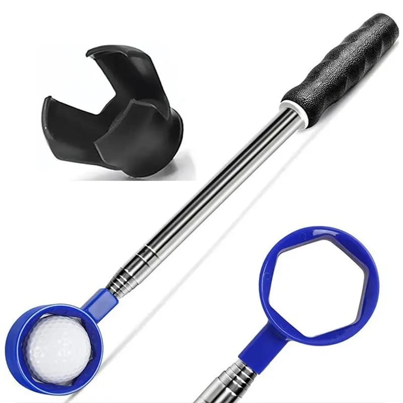 A89E-Golf Ball Retrievers-Telescopic 9-Foot Design With Hexagonal Scoop And Gripping Claw-Suitable For Water Hazards And Grass