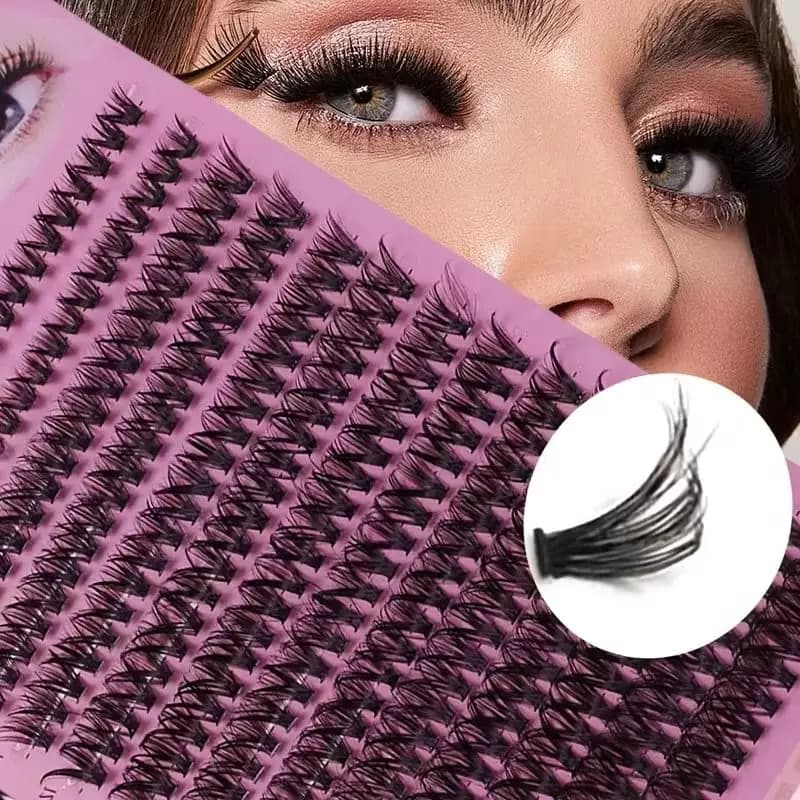280 pz Ciglia a Ciuffetti 40D Fai da Te, Extension Ciglia Individuali Lunghe Curvatura D 0.07 0.10 Nere Miste in Vassoio per Kit Extension Ciglia