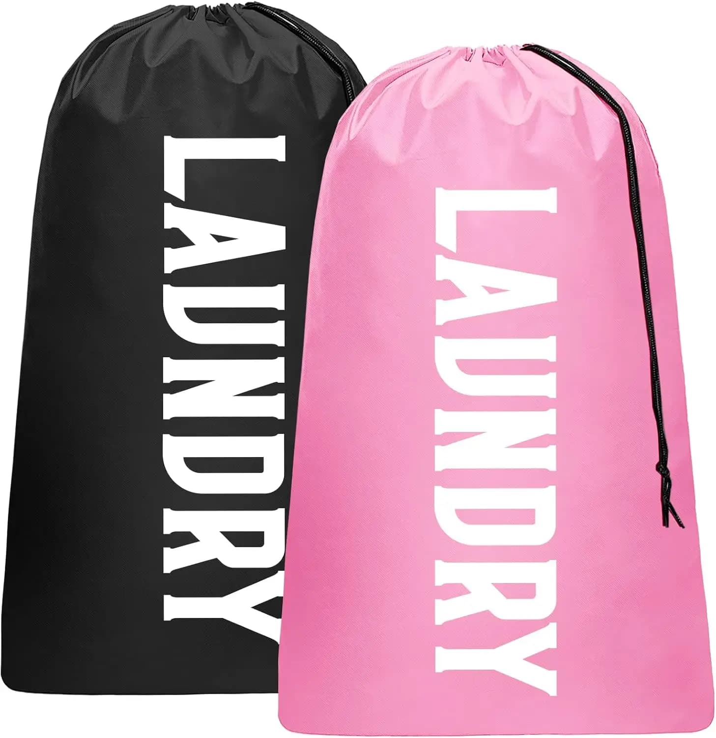 Set of 2 Bags for Bucato da Viaggio XL, Organizer Washable in Washing Machine for 4 Charts, Suitable for Basket Whitery (Black + Pink)