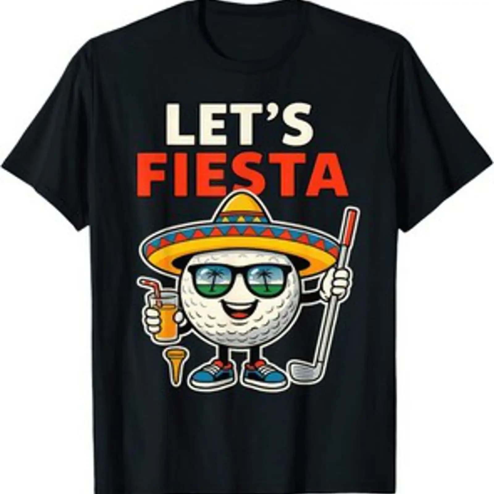 Lets Fiesta Cinco de Mayo Golfball Sombrero mexikanischer Golfer Grafik T Shirt vintage Washed Stylish Versatile graphic