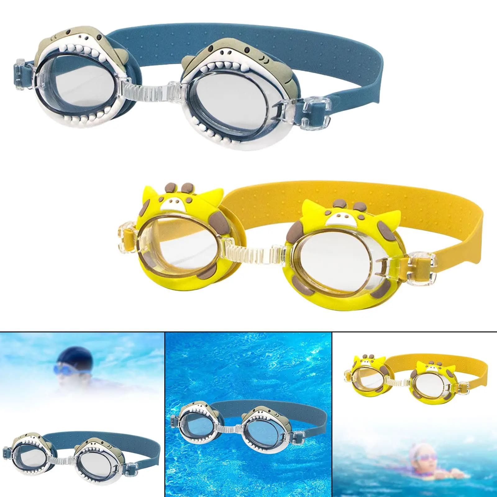 Occhialini da Nuoto per Bambini con Animali Cartoonati, Attrezzatura per Sport Acquatici, Occhiali da Piscina Antiappannamento e Impermeabili