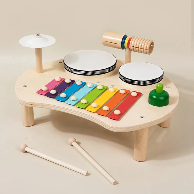 Giocattoli da tavolo musicali multifunzione per bambini Giocattoli per strumenti musicali in legno per bambini da 2 a 4 anni Giocattoli educativi precoci Montessori