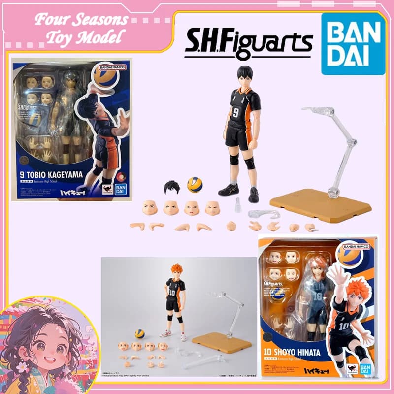Spedizione Rapida Bandai Anime Haikyuu!! SHF SHOYO HINATA & TOBIO KAGEYAMA Modellino Originale della Scuola Superiore Karasuno, Action Figure per Bambini