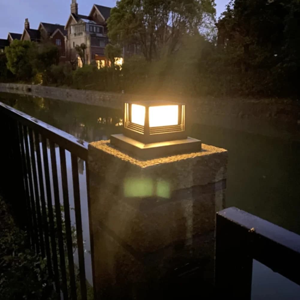 HOMEFISH Waterproof Solar Post Cap Light Solar Powered LED Fence Lamp For Garden Street Pillar Pipe