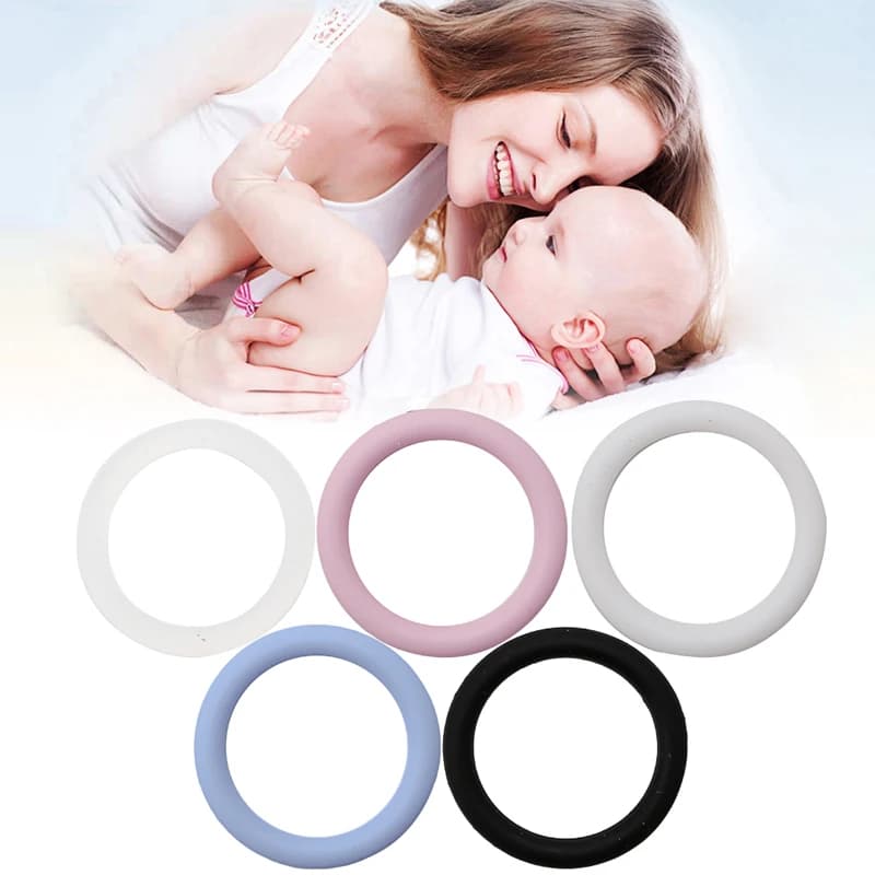 5 pezzi clip succhietto cerchio in gomma anello in silicone attacco per bambino massaggiagengive massaggiagengive in silicone