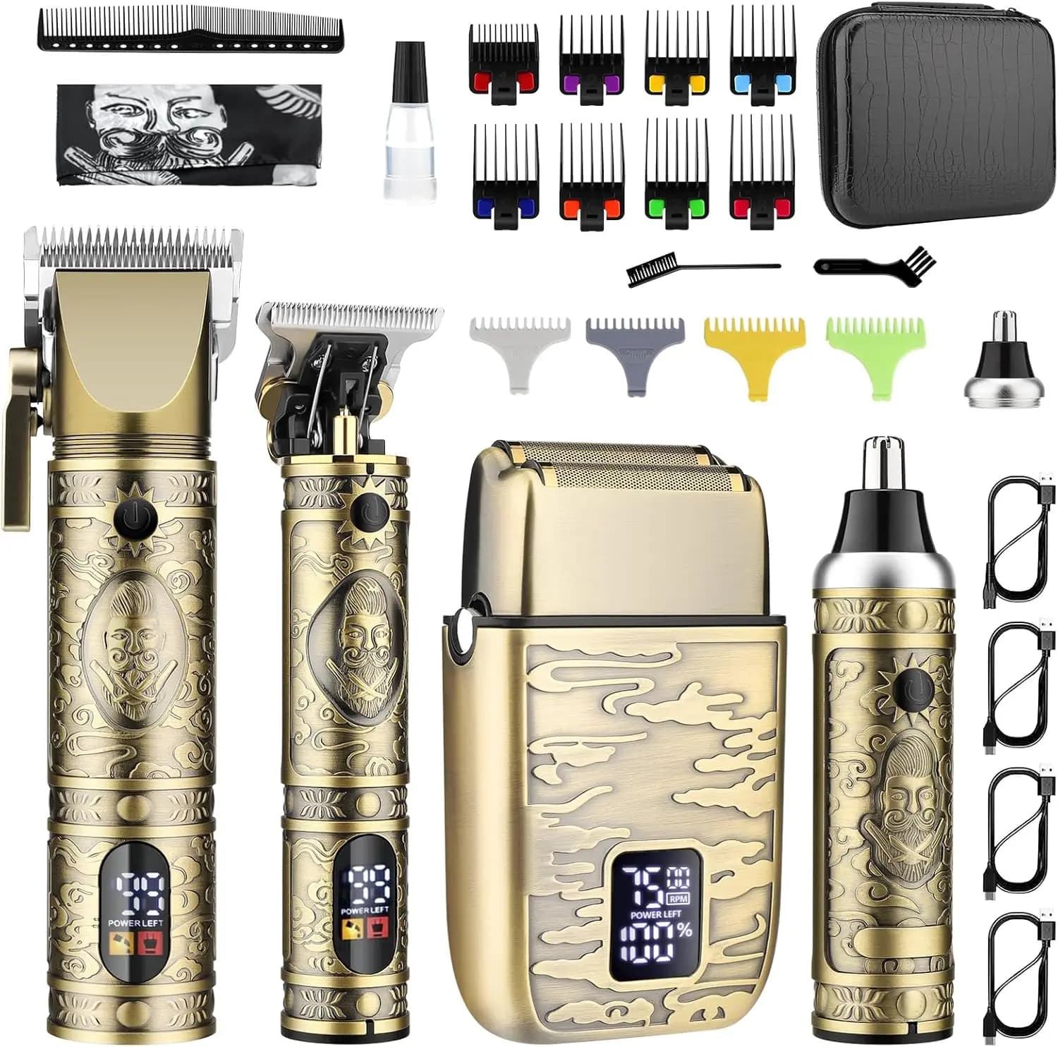 Men's Professional Wireless Haircut, Adjustbarba Kit with LED Display, Electric Razor and Hair Cutting Machine