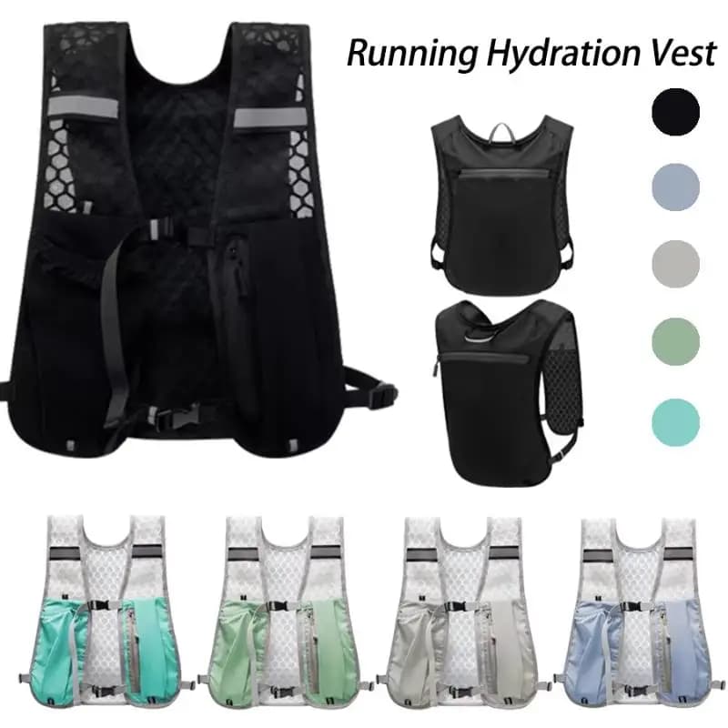 Water Bottle Storage Running Vest with Hydration Bladder for Safe Night Jogging and Trail Hiking