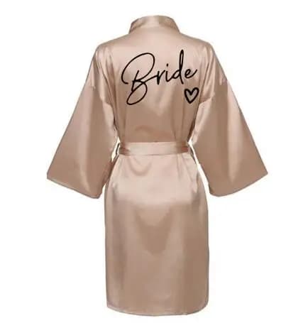 Accappatoio da Sposa con Scritte Nere, Kimono in Raso, Pigiama per Damigelle, Vestaglia SP003