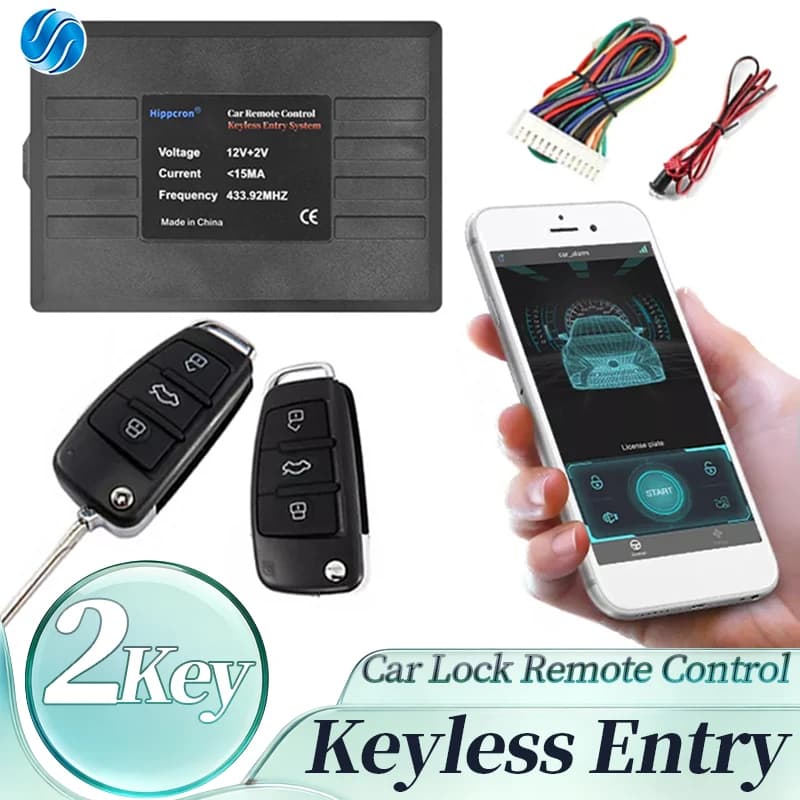 Sistema di Chiusura Centralizzata per Auto HIPPCRON, Sistema di Accesso Senza Chiave con 2 Telecomandi