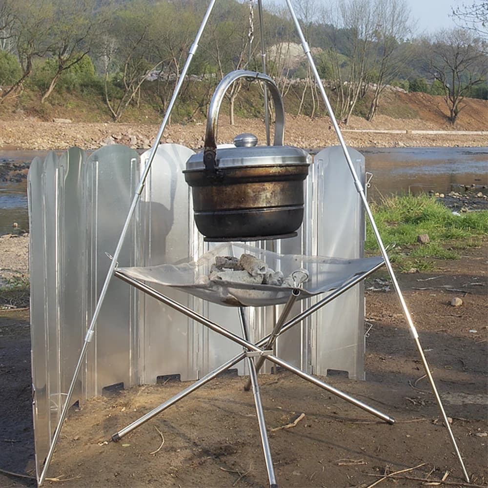 Windshield for folding outdoor cooker Camping cooker Windscreen for 8-tier stove with transport bag for picnic camping