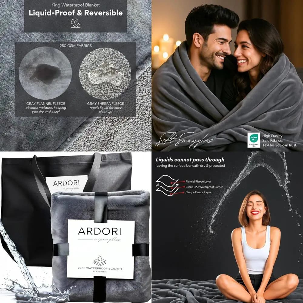 Waterproof Cover and Anti-Stainless Grigia King Size, 82x82 - Absorbent, Protection for Mattress Sheets, Upper Cover Anti-loss