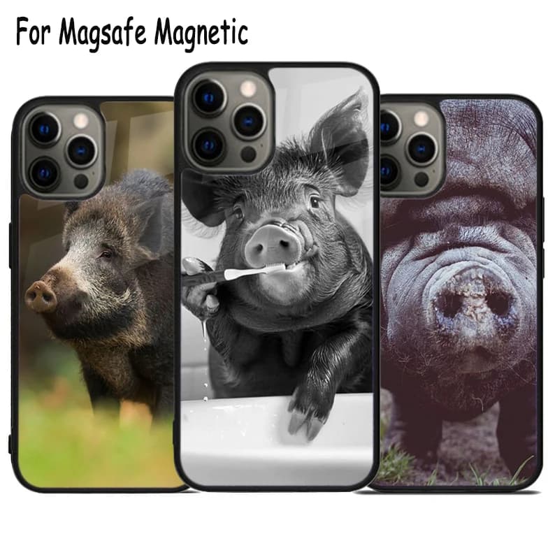 Custodia per telefono Black Pig con ricarica wireless per iPhone 17 Air 15 16 16e 14 13 11 12 Pro Max Plus, cover magnetica Magsafe con paraurti