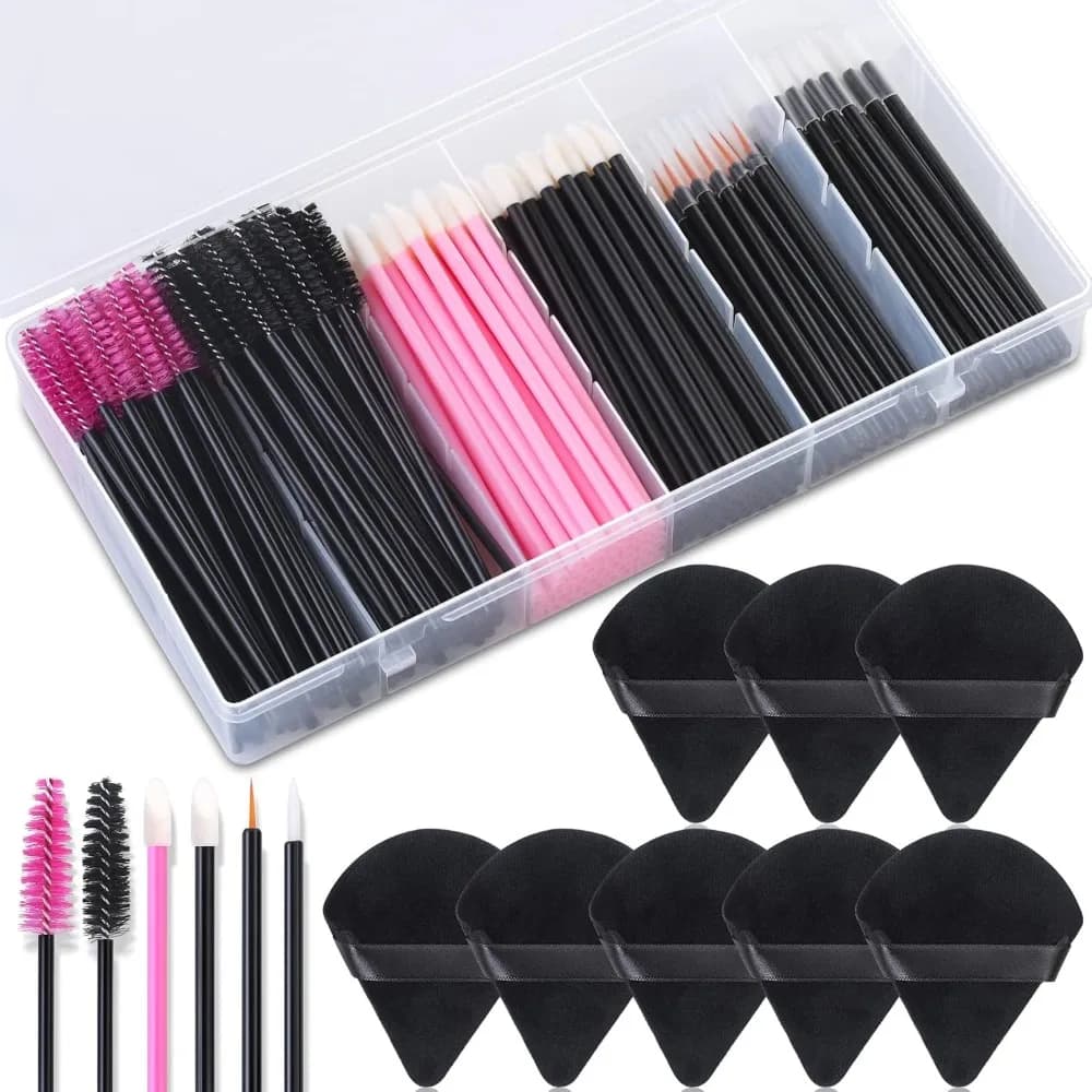 Disposable Makeup Applicator Kit 248 Pcs Triangle Puff Mascara Wand Lip Eyeliner Brushes Professional Makeup Artist Supplies