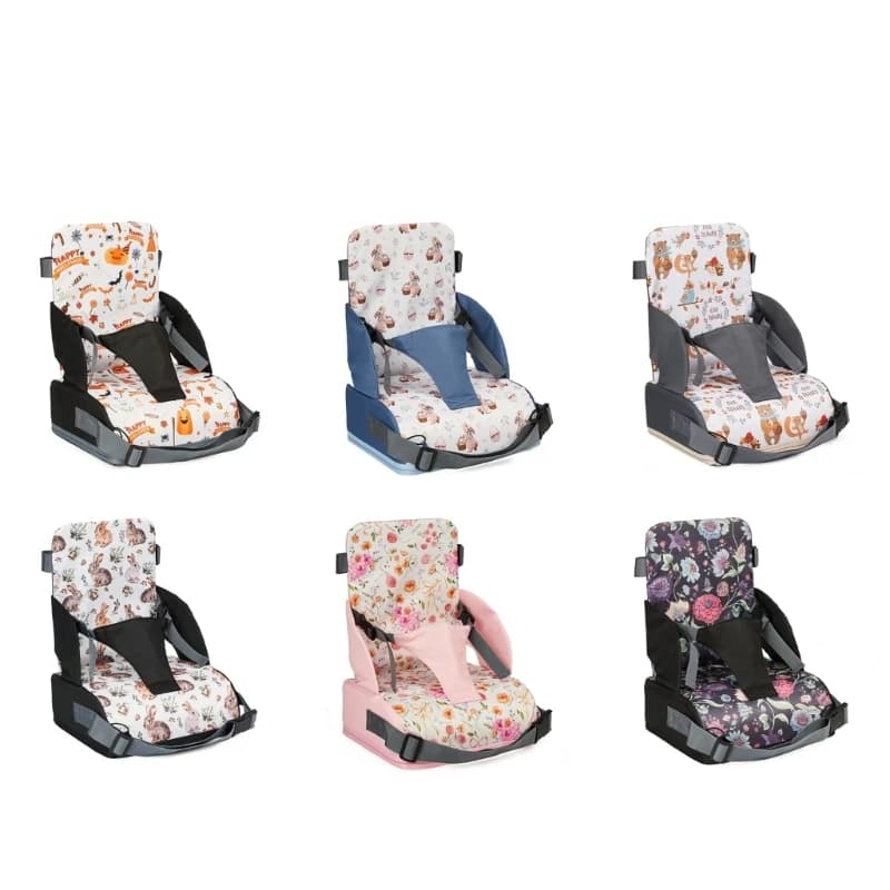Seggiolino per bambini adatto viaggi da pranzo, cuscino per aumentare l'altezza con schienale supporto fibbie