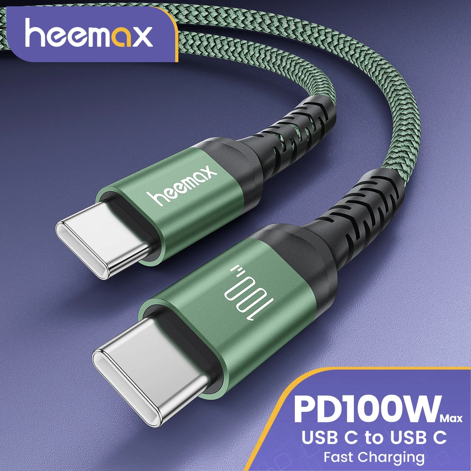 HEEMAX 100W Max Cavo da USB C a Tipo C PD3.0 Cavo di ricarica rapido per iPhone 15 16 MacBook Samsung Oneplus Xiaomi OPPO