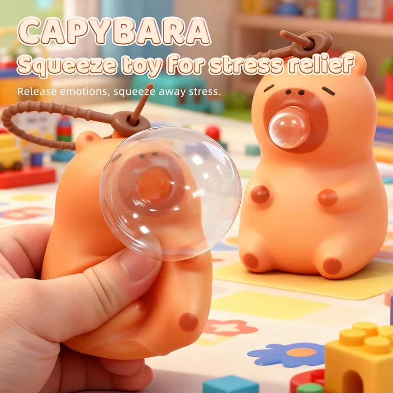 1PC Creative Capybara Spit Bubble Pinch Toy Kids Stress Relief Squeeze Interactive Fidget Decompression Gift