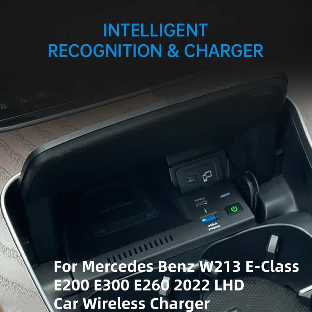 Car Wireless Charging Charger Mobile Phone Fast Charging Plate for Mercedes Benz W213 E-Class E200 E300 E260 2022