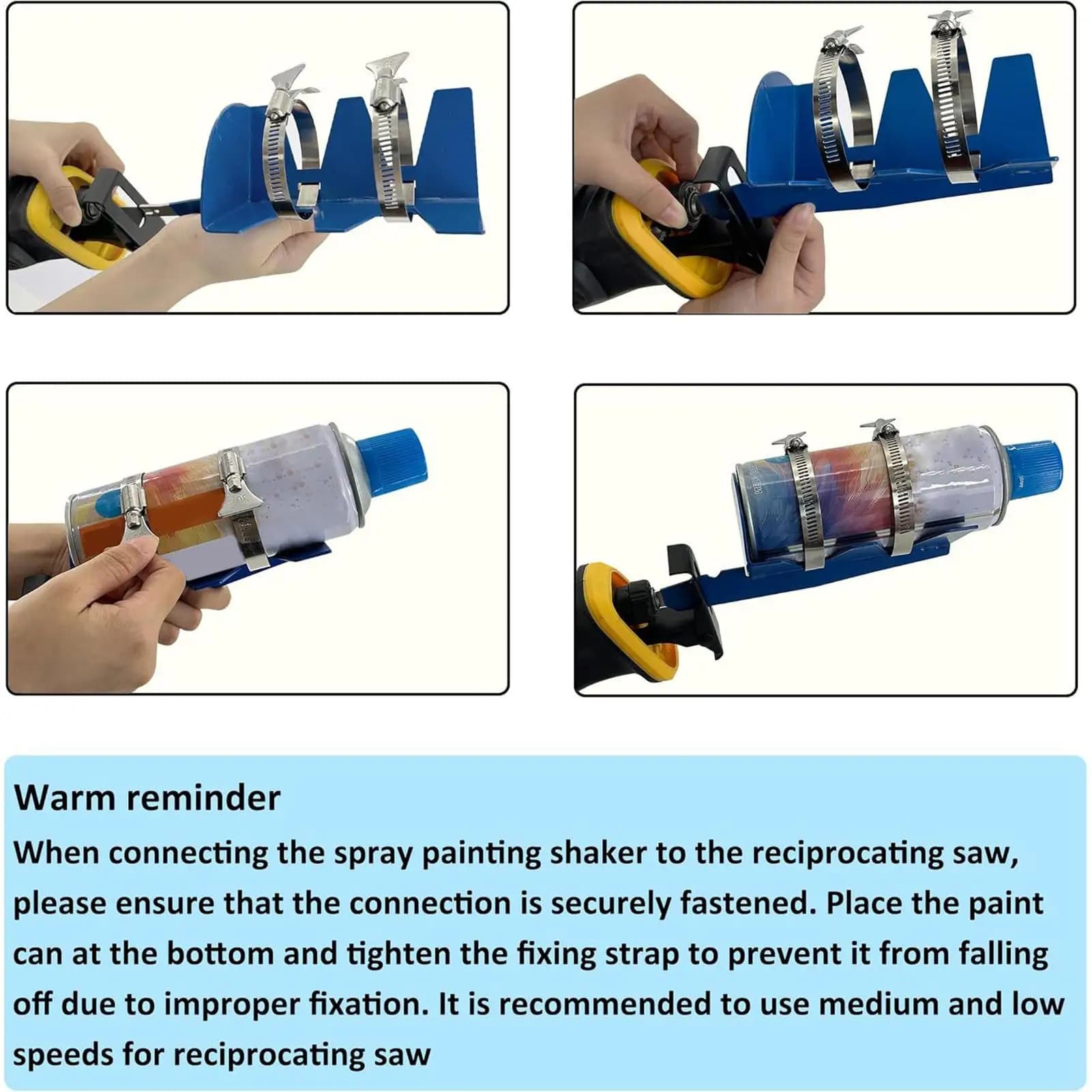 Agitatore per lattine di vernice spray con cinture doppie fisse Forniture per la casa in acciaio inossidabile Attacco per vernice spray per salse da cocktail all'aperto