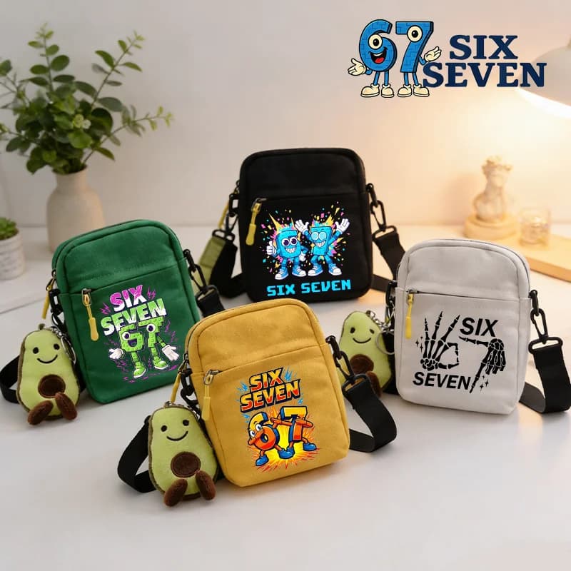 Borsa a tracolla Steal A Brainrot con bambola avocado, borse a tracolla da donna e uomo, borse portatili con stampa Six Seven, regalo di compleanno