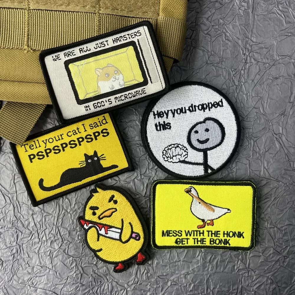 Divertente gatto anatra animali Patch per vestiti gancio e anello ricama Patch zaino attrezzature tattiche adesivi distintivi Anime