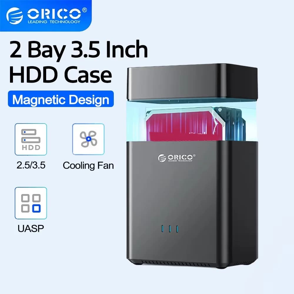 ORICO 2 Bay 2.5/3.5 pollici HDD e SSD custodia per disco rigido esterno custodia magnetica tipo C USB3.1 Gen1 5Gbps HDD supporto UASP