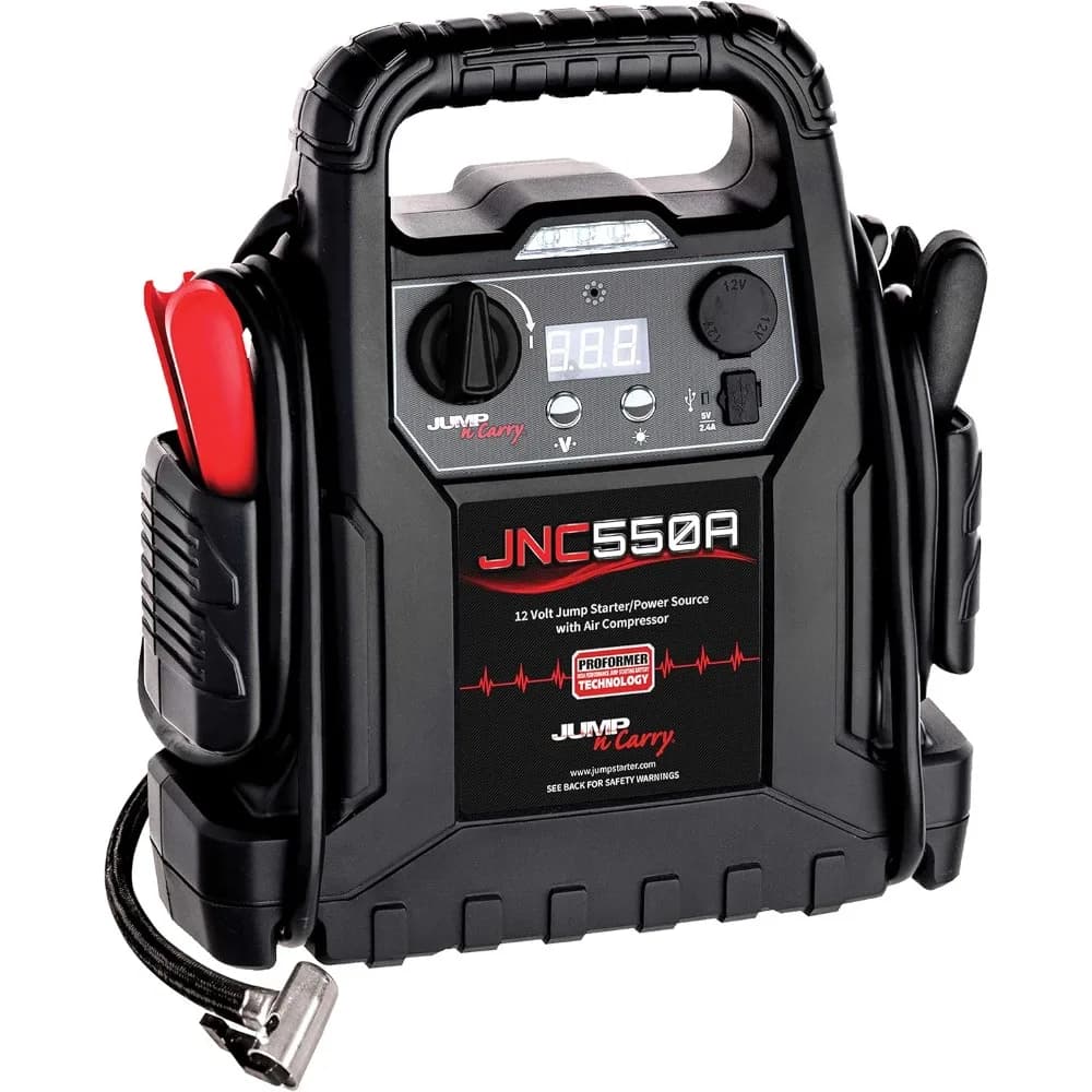 Avviatore portatile per auto di picco 1100A con compressore d'aria, booster batteria 12V