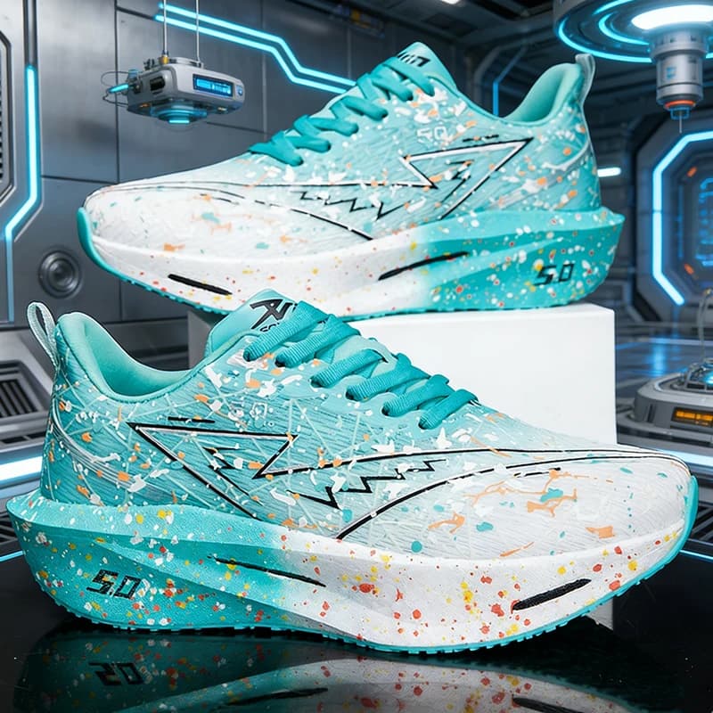 Men's Running Shoes Woman with Carbon Plate and Air Ammortization, Breathable, Lightweight, Comfortable, Anti-slip, for Marathon and Sport