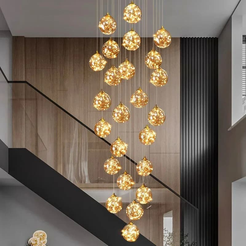 Lampade a sospensione moderne a LED con sfera di vetro per soggiorno, sala da pranzo, sala, scala, lampadario, decorazione domestica, lampada a sospensione