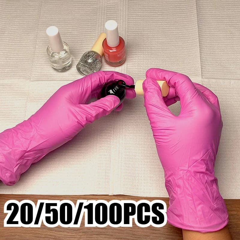 Guanti monouso in nitrile da 20/50/100 pezzi Guanti rosa per la pulizia della cucina e del bagno adatti per tatuaggi e nail art