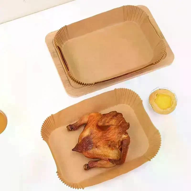 Carta da Forno Rettangolare per Friggitrice ad Aria, 50 Pezzi, Antiaderente, Monouso, Resistente all'Olio, per Friggere, Arrostire, Uso in Forno e Teglia